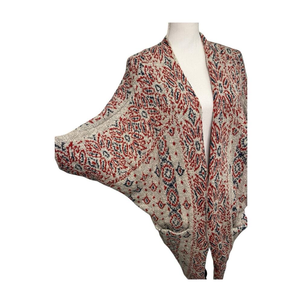 Lucky Brand Cardigan Womens XS Small Gray Orange Southwestern Kimono Boho Cozy - Picture 4 of 10